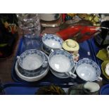 A Studio Glass Fish, 43cm long, Adams soup dishes and saucers, character jar and cover, large