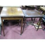 An Early XX Century Oak Occasional Table, square top, moulded edge on tapering squared legs, and