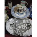 Fornasetti Milano Le Oceanidi Plates No 3 and No 7. Albion meat plate with drainer facility, five