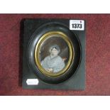 XIX Century Oval Miniature, study of a lady wearing bonnet, 8.5 x 6.5cm, (cracked).