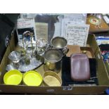 Egg Cruet Stand, engine turned mugs, part geometry set, RNYC button, RAF at War replica ephemera,