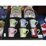 'Le Gallec A Paris, France' porcelain coffee service, comprising six cups and saucers hand painted