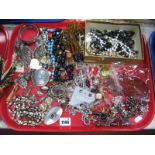 Necklaces, brooches, other costume jewellery:- One Tray
