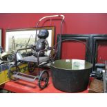 An Early XX Century Dolls Pram, pottery black baby doll, Victorian Brass Jam Pan, a Page £1
