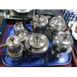 Plated Four Piece Tea Set, EPNS "DeLuxe" matching coffee/tea pots etc:- One Tray