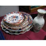 Two Late XIX Century Imari Shallow Dish Plates, scalloped borders, 34cm diameter and smaller, a