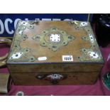 A XIX Century Maple Sewing Box, of rectangular form with applied pierced brass and faux ivory