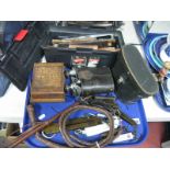 A Selection of Pocket Balance Scales, whip, cigarette dispenser, two cased binoculars:- One Tray;
