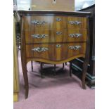 Mid XX Century Serpentine Fronted Cutlery Cabinet, with scroll handles to three drawers, on square