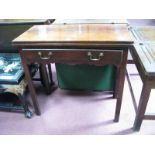 A XIX Century Mahogany Fold Over Topped Tea Table, with single drawer on chamfered block legs 80cm