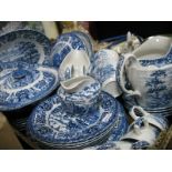 A Quantity of British Anchor "Olde Country Castles" Ironstone Blue and White Tea and Dinnerware,