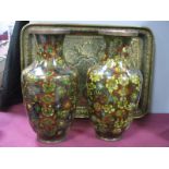A Pair of Chinese Cloisonne Vases, of shouldered ovoid form, waisted neck, all over decoration of