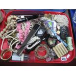 Costume Jewellery, vintage watches, compacts, fan, etc.