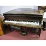 Herrburger Brooks for Musington, mahogany cased Baby Grand Piano, on three tapering legs, the iron