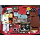 Vintage Camera Equipment, including a Boot's Cine Fader, lenses, cases, etc:- One Tray