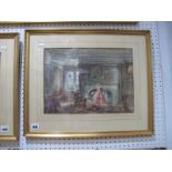 W.H. Sweet, 'Fire Place in Drawing Room, Haddon Hall, Derbyshire', watercolour, signed lower left,
