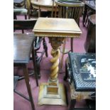 A 1930's Oak Jardiniere Stand, with barley twist pedestal on stepped base, 83.5cm high.