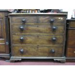 A XVIII Century Mahogany Small Chest of Two Small, Three Long Drawers, on ogee feet, with later