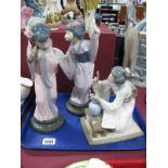 Three Lladro Geisha Models, including "Geisha Arranging Flowers., 4840, "Abanico" 4.991, and "Geisha