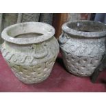 A Pair of Concrete Garden Planters of vase form, 39cm high