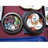 Two Moorcroft Circular Shallow Coasters/Dishes, 'Lily Trial' 12cm diameter and 'Flowers and