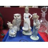 Four Nao Models, including owl, girl and puppy with hula, girl with doll etc:- One Tray
