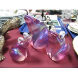 John Ditchfield Set of Three Glasform Frogs, each bearing paper label and etched signature, the