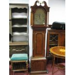 An XVIII Century Oak and Mahogany Thirty Hour Longcase Clock, the hood with swan neck pediment