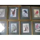 A Group of Twelve Cash Silks: Butterfly, Bald Eagle, Kingfisher, Whitethroat Wren, Woodpecker, etc:-