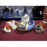 Royal Crown Derby Paperweight Duck (damaged), plus first quality beetle, puppy, all with