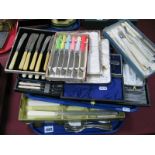 A Large Mixed Lot of Assorted Plated Cutlery, including cased sets of knives, sectional cutlery