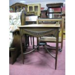 An Early XX Century Mahogany Centre Table, the top with moulded edge and brown leather sciver, the
