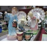 Royal Doulton Figurines 'Mary Mary' HN 2044, 'Wee Willie Winkie' HN 2050, 'River Boy' HN 2128, two