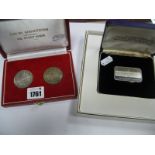 Silver Commonwealth Ingot relating to Wedding of H.M. The Queen & HRH Prince Philip, 1972 (cased).