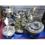 Assorted Plated Ware, including four piece tea set, a decorative plated teapot, swing handled and ot