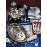 Tea/Coffee Spoons, (including "Sterling"), cased cutlery, sundae dishes, sugar tongs, etc.