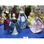 Five Royal Doulton Figures Loretta HN 2337, Coralie HN 2307, Debbie HN 2385, Melanie HN 2271,