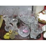 Autumn Leaves Smoky Glass Vase, basket, candle sticks, oil bottles etc:- One Tray