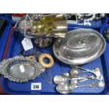 A Hallmarked Silver Bon Bon Dish, of pierced design, plated spoons, small oval entree dish, sugar