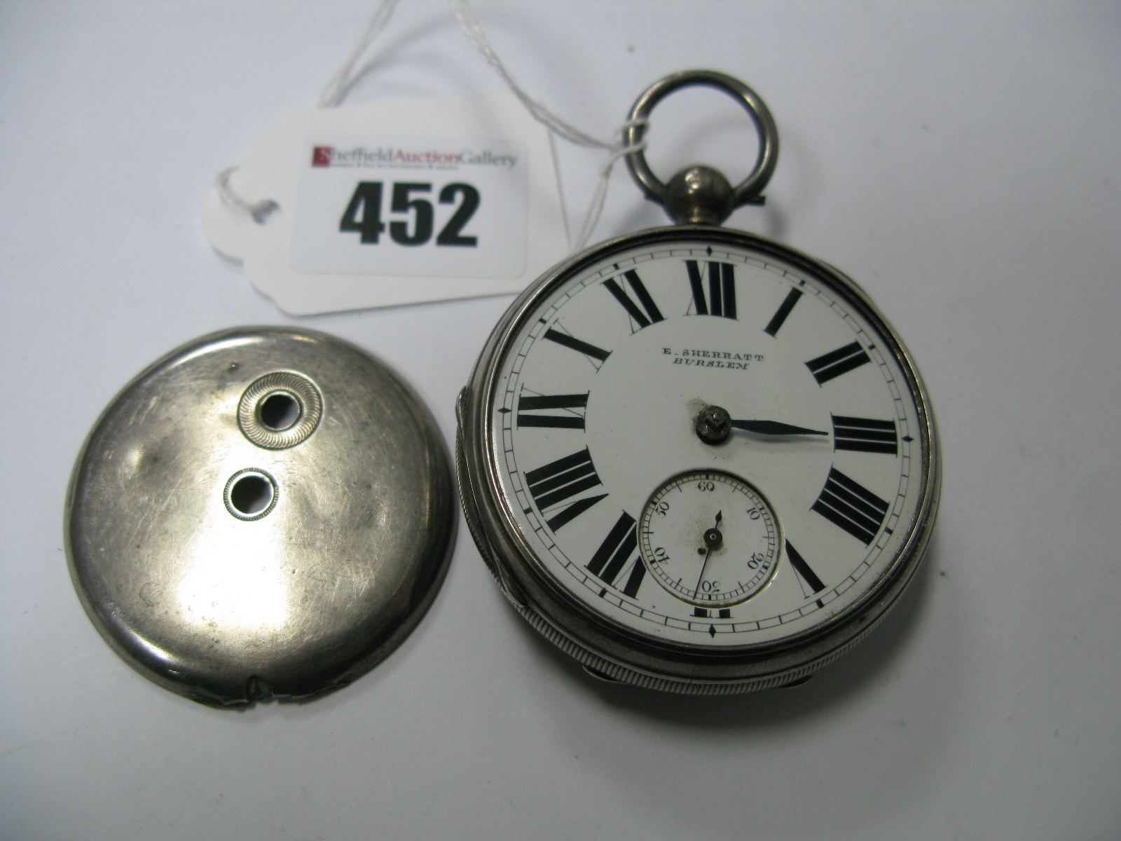 E Sherratt Burslem; A Hallmarked Silver Case Openface Pocketwatch, the signed dial with bold black