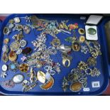 A Mixed Lot of Assorted Costume Brooches, including cameo style, floral sprays, marcasite style,