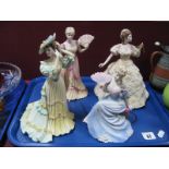 Coalport 'Age of Elegance' Matt Pottery Figurines, 'Society Ball', 'Polonaise Walk', 'Evening at The