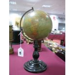 Philips Six Inch Terrestrial Globe, on ebonised Stand.