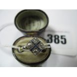 A Diamond Set Art Deco Style Dress Ring, the four old cut stones claw set in rectangular setting,