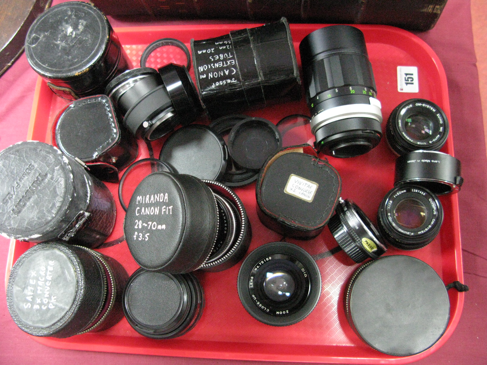 Camera Lenses: to include Soligor Tele Auto f=200mm, Panagor f=135mm, Teleconverter, Dia Zoom