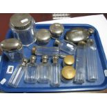 A Collection of Assorted Travelling Jars/Bottles, including a hallmarked silver example, etc:- One