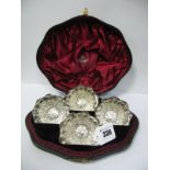 A Set of Four Hallmarked Silver Salts, John Heath & John Middleton, of signature textured style,