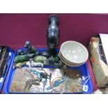 Border Fine Arts, Poole, mineral animals, 1950's African Lady Bust, studio pottery bowls, etc:-