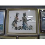 Roger Hebbelinck African Natives, Limited Edition Colour Print, of 350, 49 x 65cm, signed lower