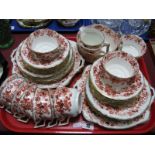 An Edwardian W Sons & Prince China Tea Service, printed with a terracotta floral pattern and